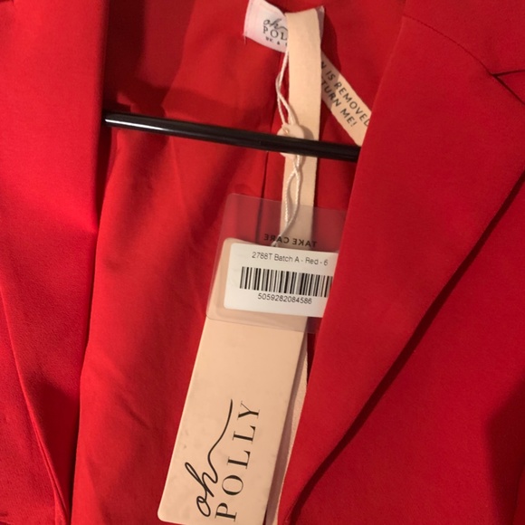 Oh Polly 'Try Harder' Red Cropped Blazer - Picture 3 of 3